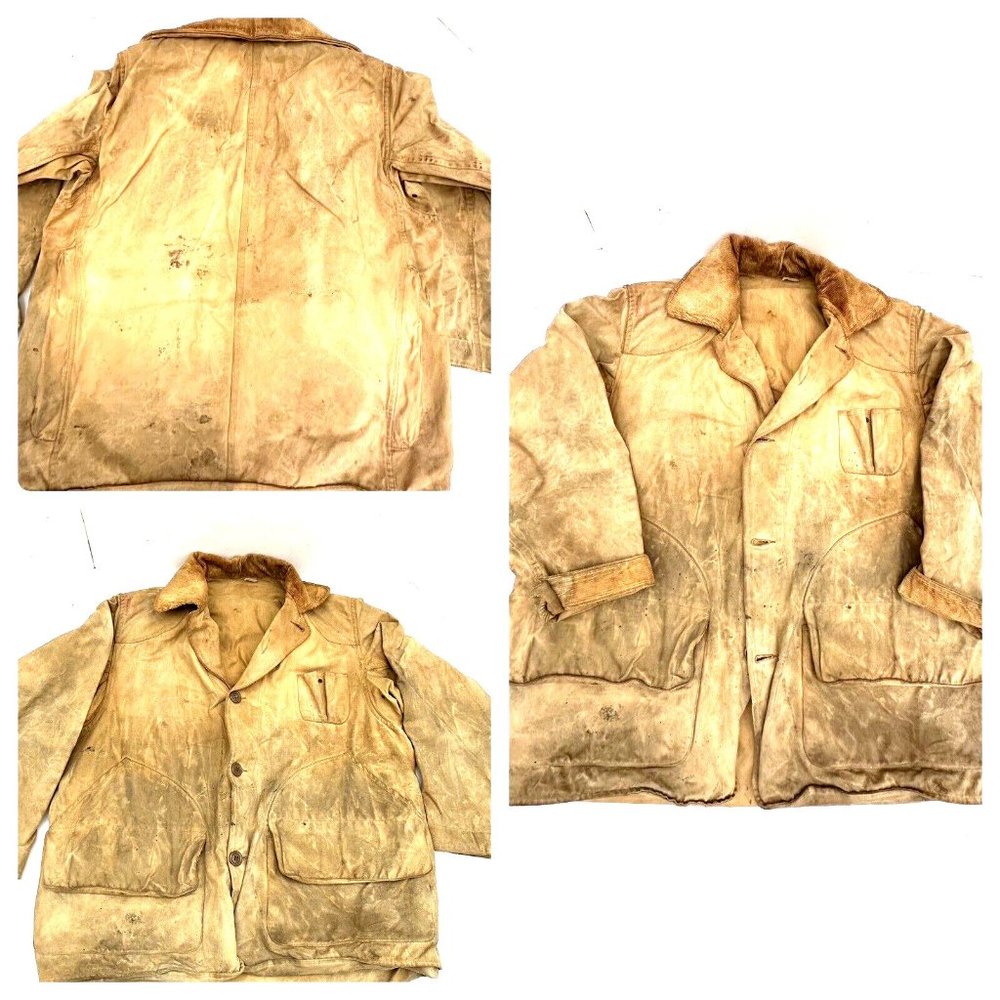 Vintage Faded and Distressed Canvas Hunting Jacket with Game & Shell Pouches L